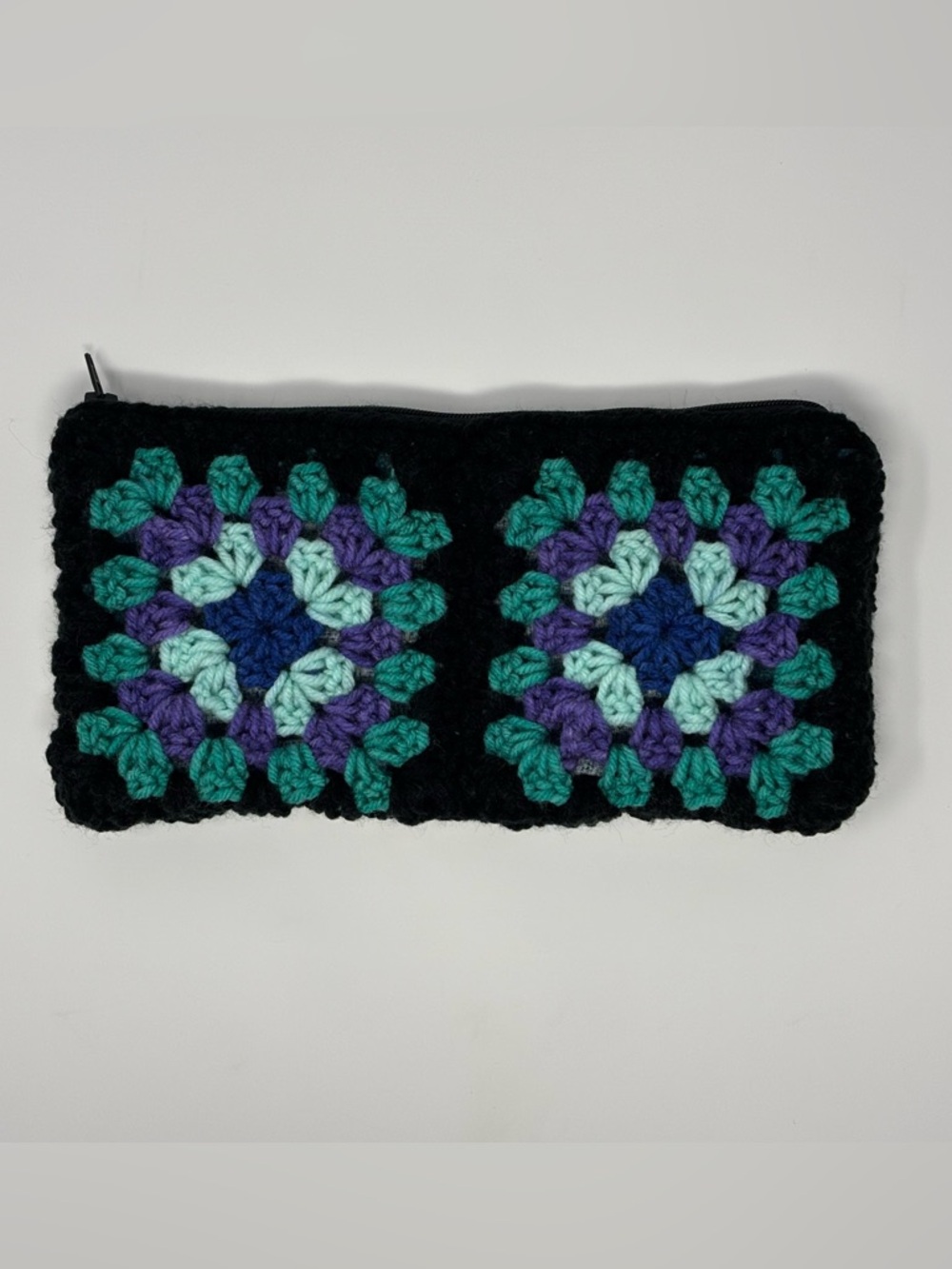 Crochet Zipper Pouch with Lining in Totally Teal